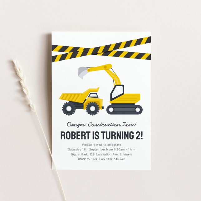 Invitation de fête d'anniversaire de construction (Créateur téléchargé)