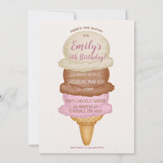 Invitation de fête d'anniversaire de cornet de (Devant)