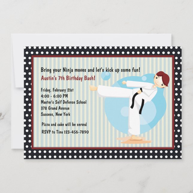 Invitation de fête d'anniversaire de coup-de-pied (Devant)