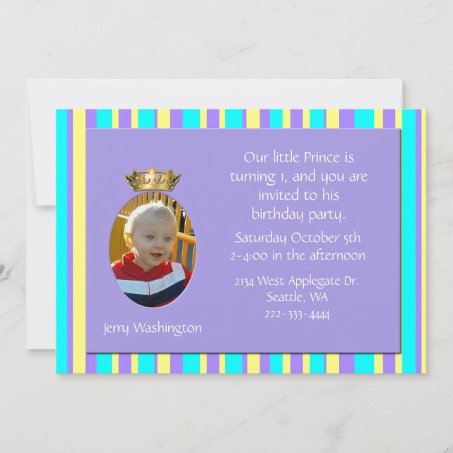Invitation de fête d'anniversaire de couronne de (Devant)