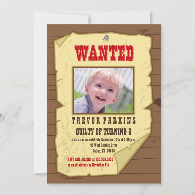 invitation de fête d'anniversaire de cow-boy avec  (Devant)