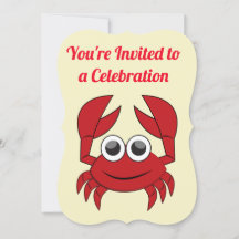 Invitation de fête d'anniversaire de crabe Célébra