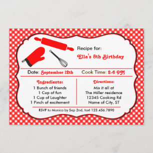 Invitation de fête d'anniversaire de cuisine