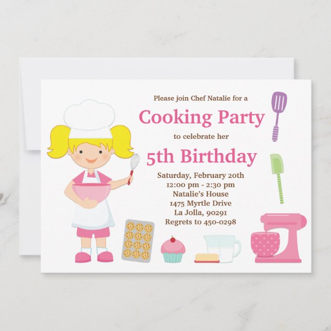 Invitation de fête d'anniversaire de cuisine (Devant)