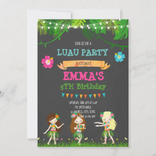 Invitation de fête d'anniversaire de Cute luau