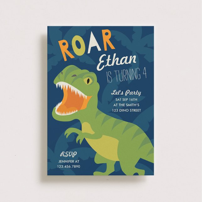 Invitation de fête d'anniversaire de Dino (Créateur téléchargé)