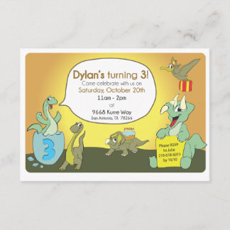 Invitation de fête d'anniversaire de dinosaure