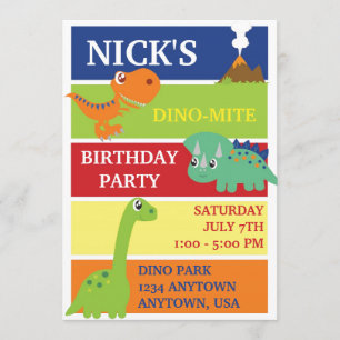 INVITATION DE FÊTE D'ANNIVERSAIRE DE DINOSAURE DE