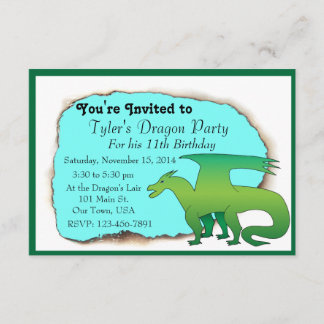 Invitation de fête d'anniversaire de dragon