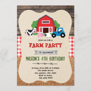 Invitation de fête d'anniversaire de ferme