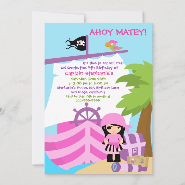 Invitation de fête d'anniversaire de fille de (Devant)
