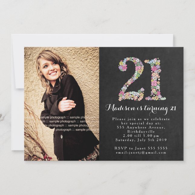 Invitation de fête d'anniversaire de filles (Devant)