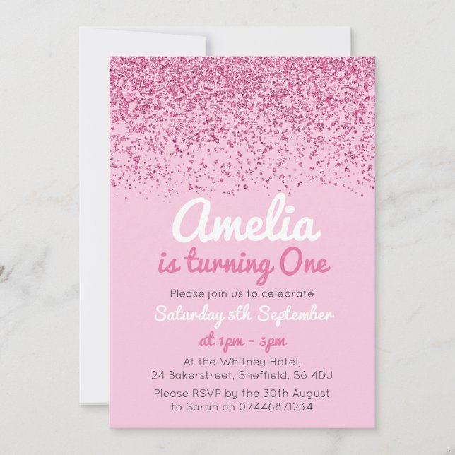 Invitation de fête d'anniversaire de filles (Devant)