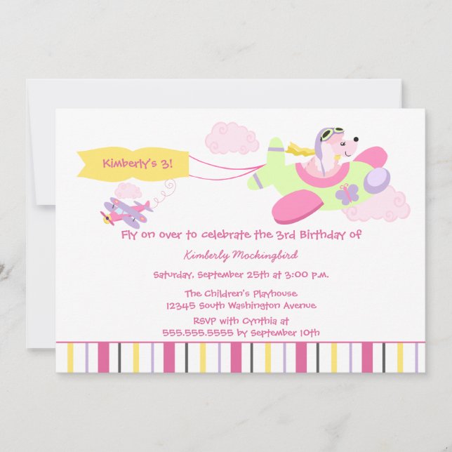 Invitation de fête d'anniversaire de filles de (Devant)