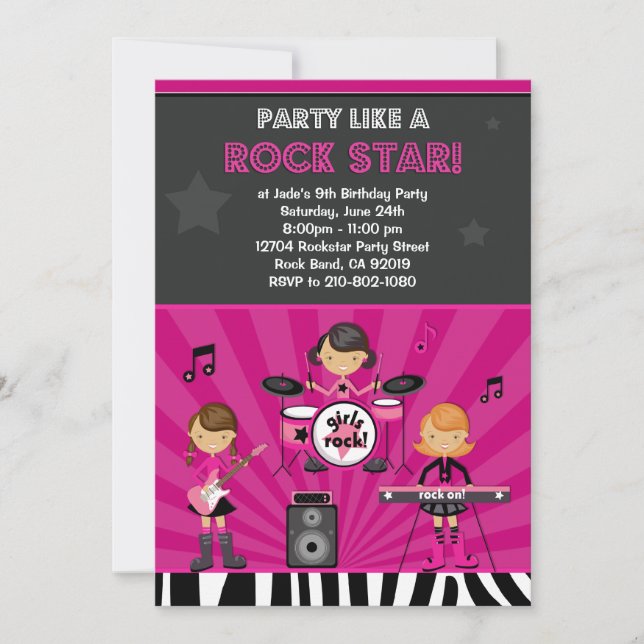 Invitation de fête d'anniversaire de filles de (Devant)