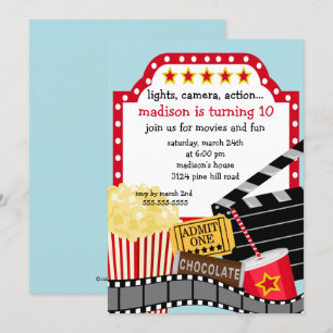 Invitation de fête d'anniversaire de film