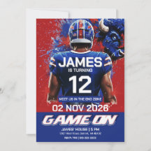 Invitation de fête d'anniversaire de football roug