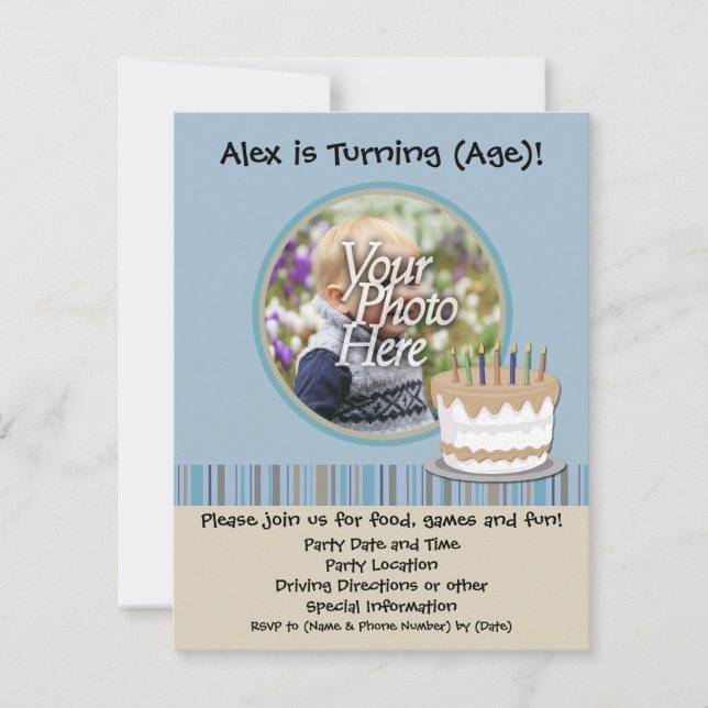 Invitation de fête d'anniversaire de garçon (Devant)