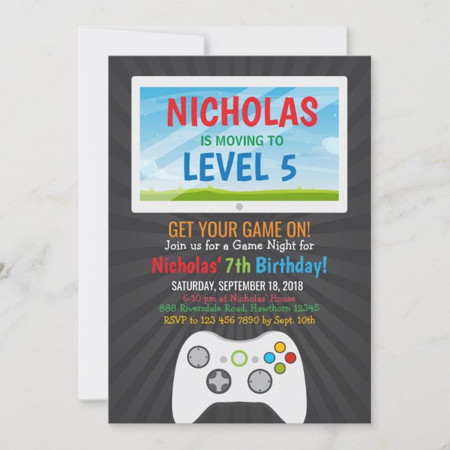 Invitation de fête d'anniversaire de garçon de jeu (Devant)