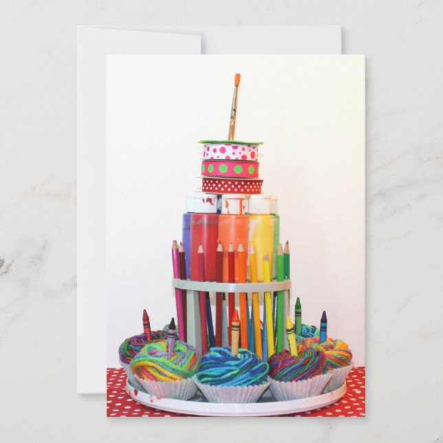 Invitation de fête d'anniversaire "de gâteau de (Devant)