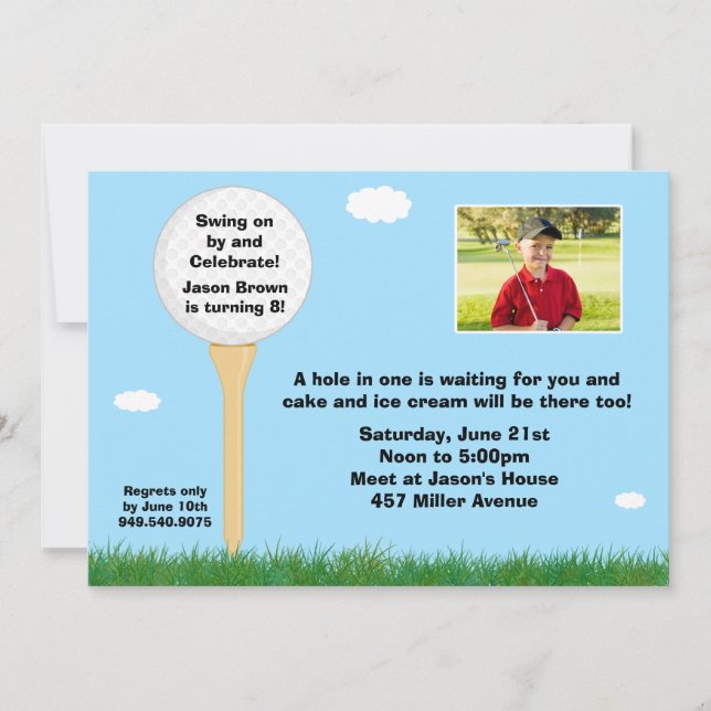 Invitation de fête d'anniversaire de golf (Devant)