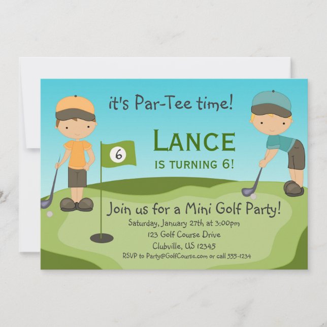 Invitation de fête d'anniversaire de golf de (Devant)
