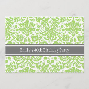 Invitation de fête d'anniversaire de gris de chaux