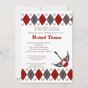 invitation de fête d'anniversaire de guitare de