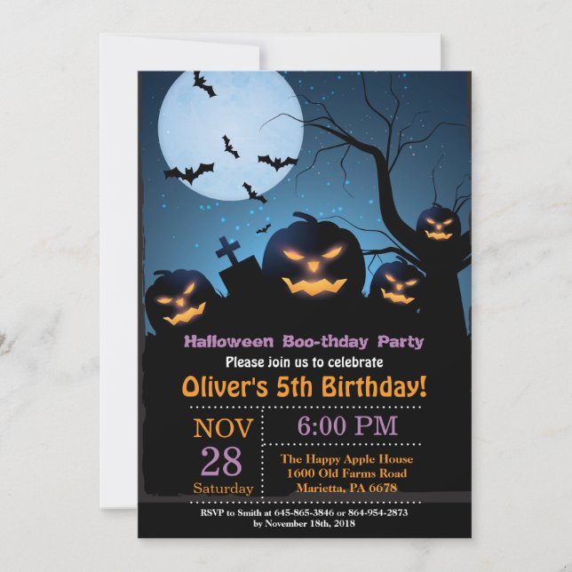 Invitation de fête d'anniversaire de Halloween (Devant)
