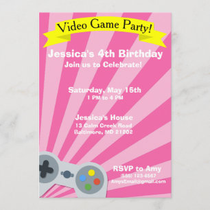 Invitation de fête d'anniversaire de jeu vidéo