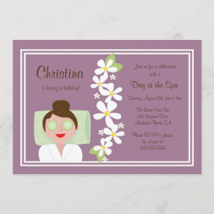 Invitation de fête d'anniversaire de jour de spa