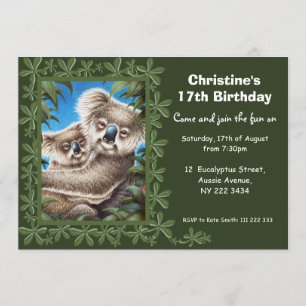 Invitation de fête d'anniversaire de koala
