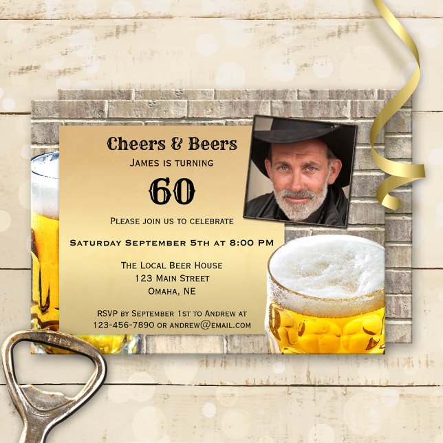 Invitation de fête d'anniversaire de la bière pour (Créateur téléchargé)
