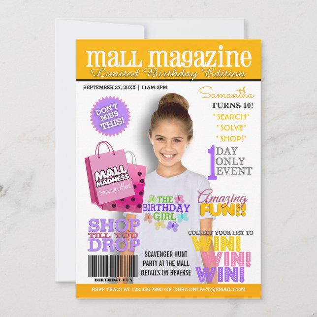 Invitation de fête d'anniversaire de la chasse au  (Devant)