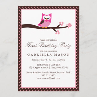 Invitation de fête d'anniversaire de la Chouette r