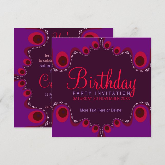 Invitation de fête d'anniversaire de la déesse sup (Devant / Derrière)