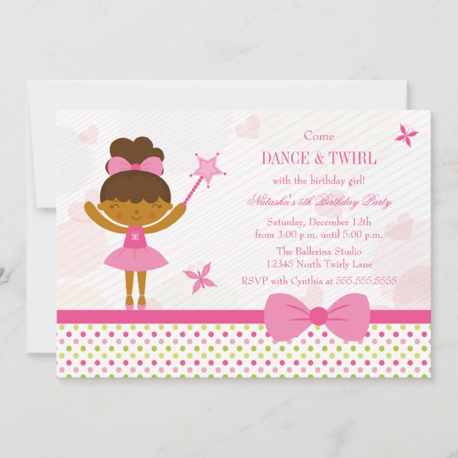 Invitation de fête d'anniversaire de la fille (Devant)