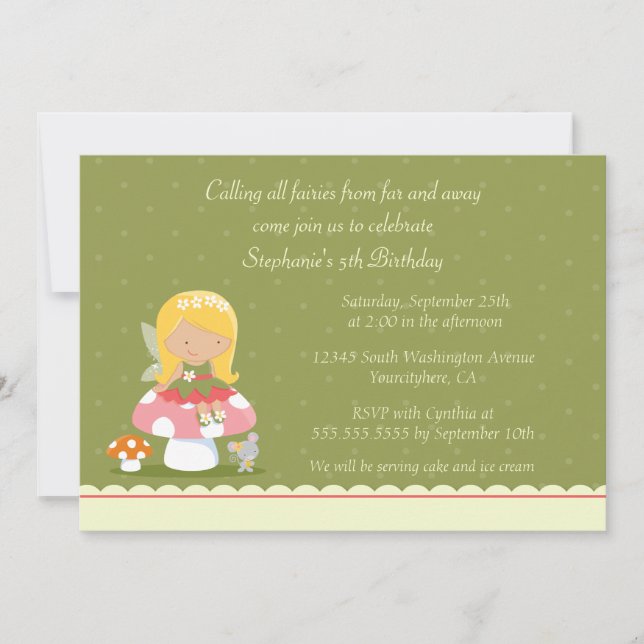 Invitation de fête d'anniversaire de la fille (Devant)
