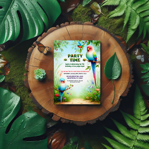 Invitation de fête d'anniversaire de la Jungle tro
