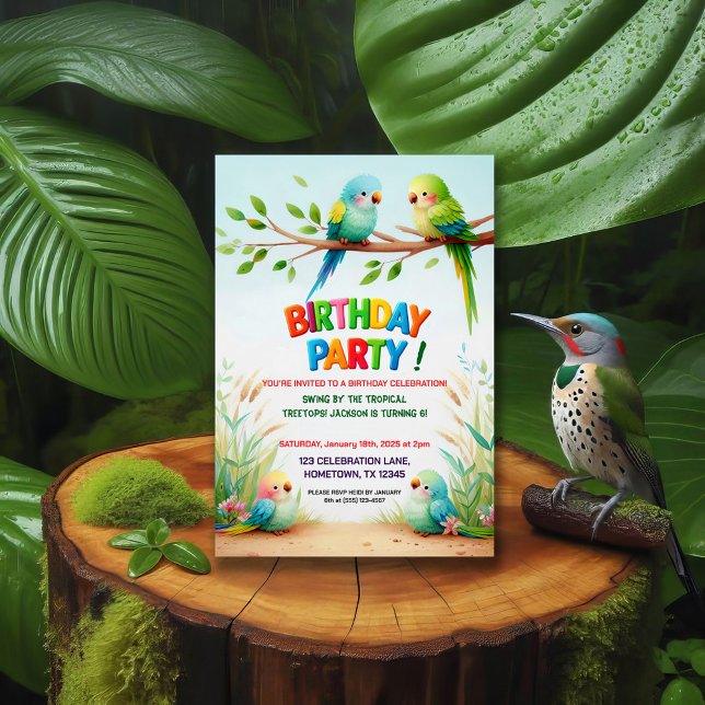 Invitation de fête d'anniversaire de la Jungle tro (Créateur téléchargé)