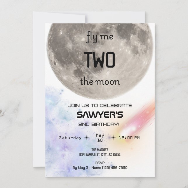 Invitation de fête d'anniversaire de la Lune (Devant)