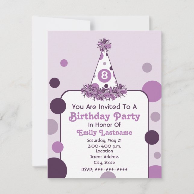 Invitation de fête d'anniversaire de la Polka dot  (Devant)