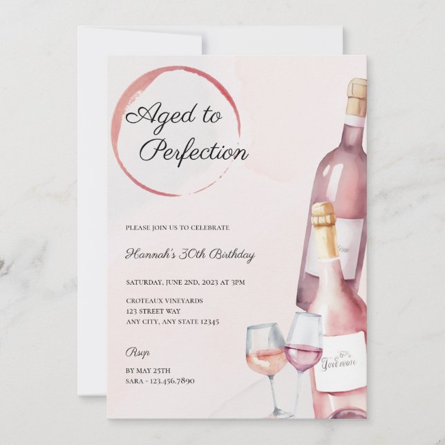 Invitation de fête d'anniversaire de la vinerie (Devant)
