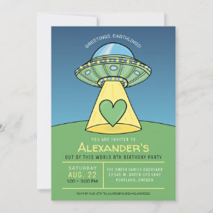 Invitation de fête d'anniversaire de l'Alien OVNI 