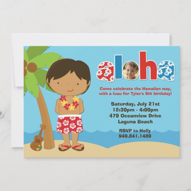 Invitation de fête d'anniversaire de Luau de (Devant)
