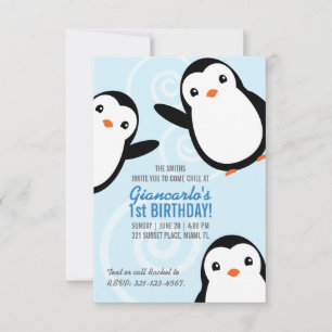 Invitation de fête d'anniversaire de Manchot d'Hiv