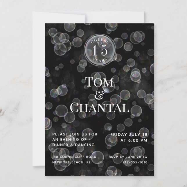 Invitation de fête d'anniversaire de mariage Bokeh (Devant)