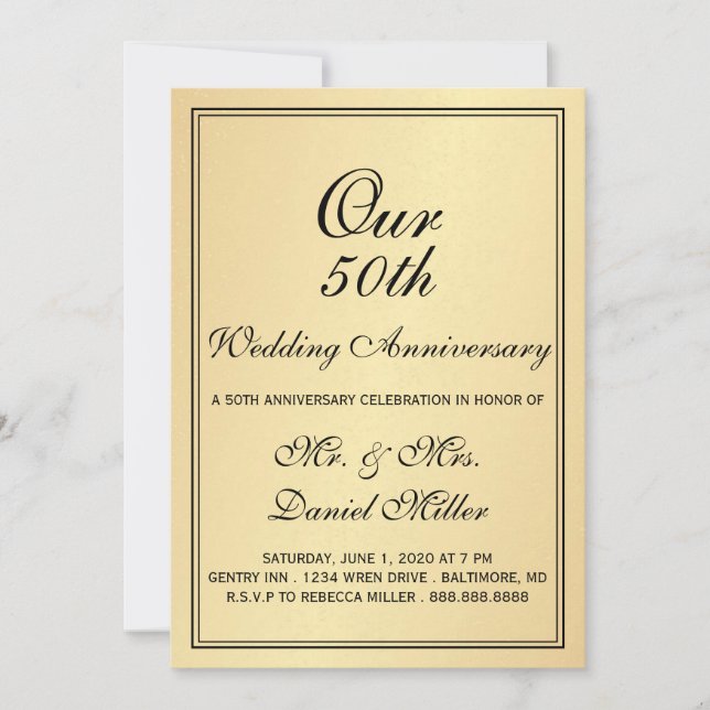 Invitation de fête d'anniversaire de mariage de 50 (Devant)