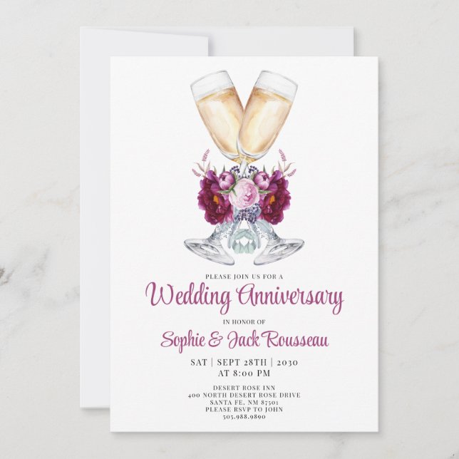 Invitation de fête d'anniversaire de mariage flora (Devant)