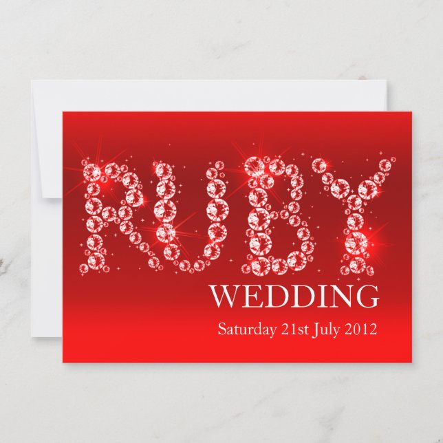 Invitation de fête d'anniversaire de mariage rubis (Devant)